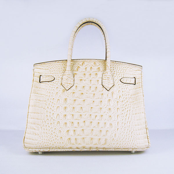 Replica Hermes Birkin 30CM Crocodile Head Veins Bag Cream 6088 On Sale